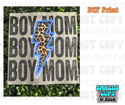 Boy Mom x3 Blue Leopard DTF Print