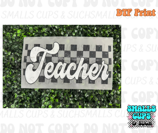 Teacher Checkered DTF Print